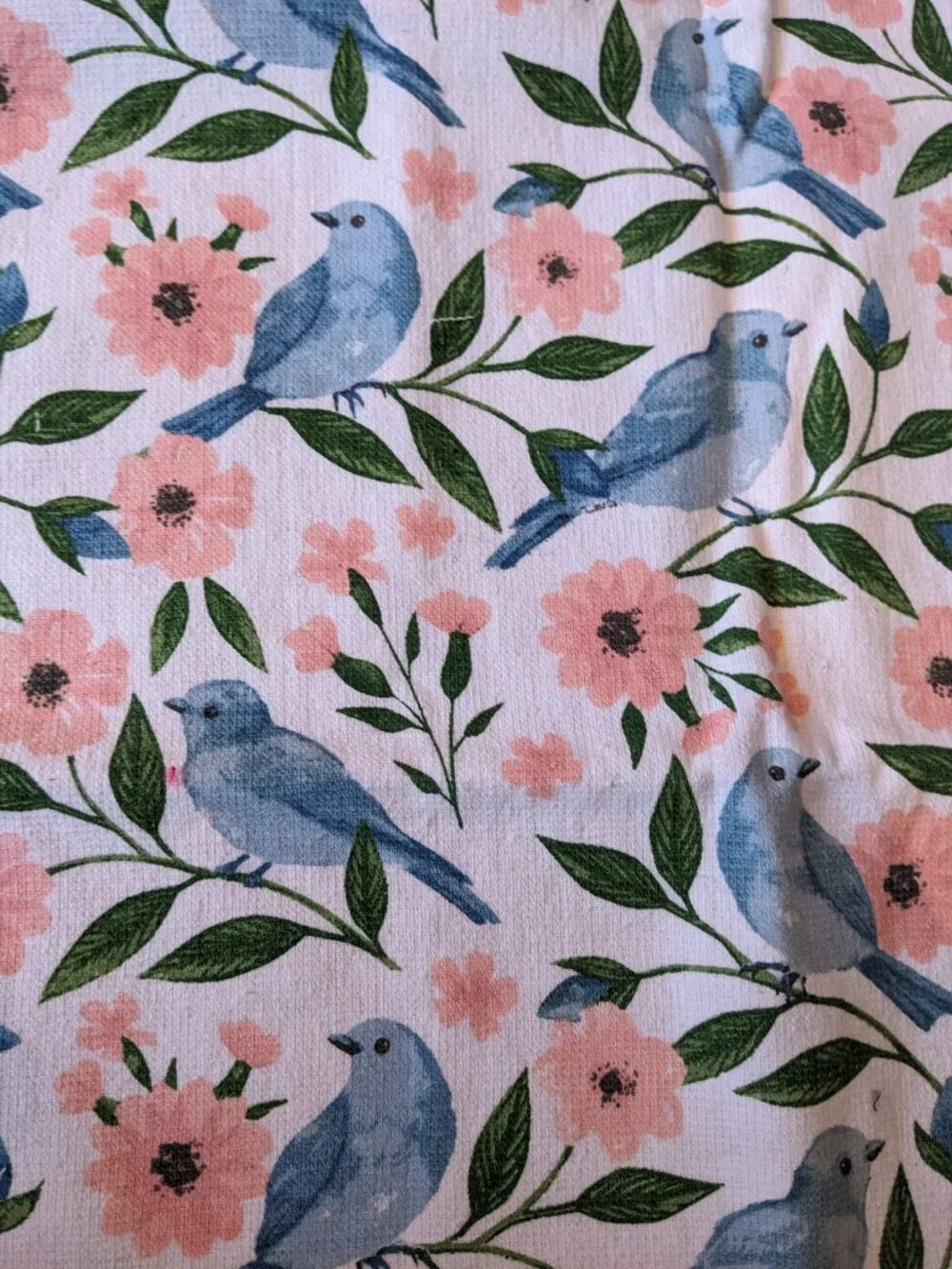 Market Finds Birds & Flowers Tea Towel NWOT